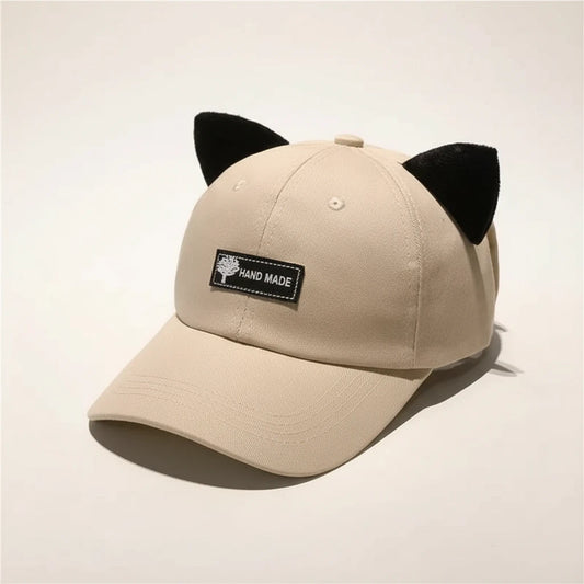 Women's Casual Cat Ear Baseball Hat with Glasses