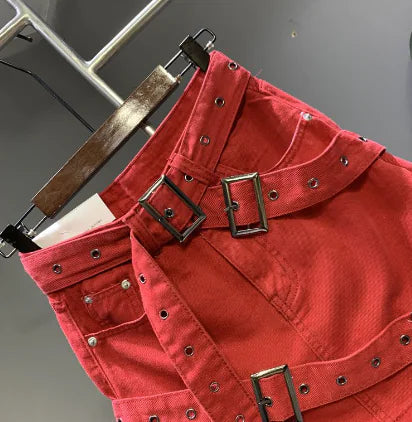 Design Denim Skirt with Straps