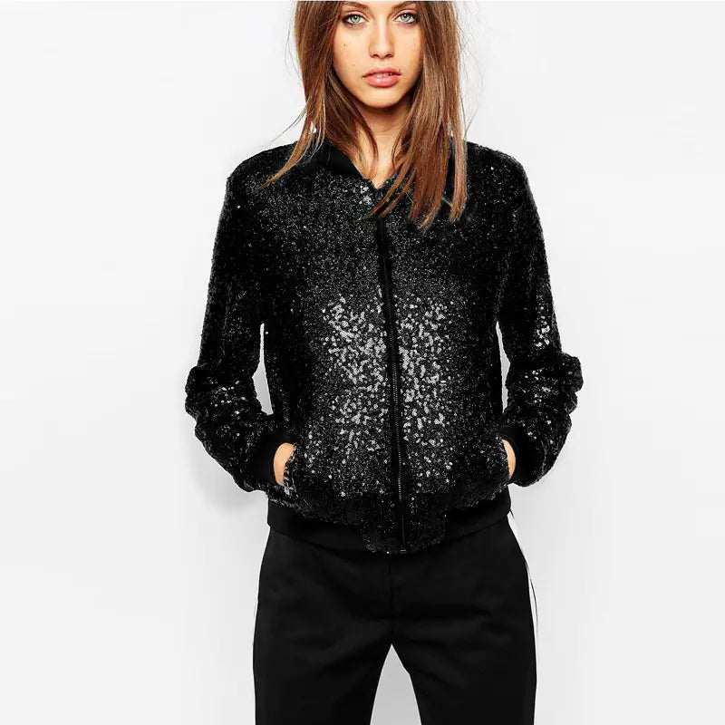 Glam Sequin Women's Baseball Jacket