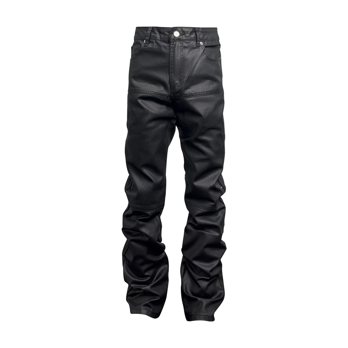 Designer Black Roxed Denim Zip Pants