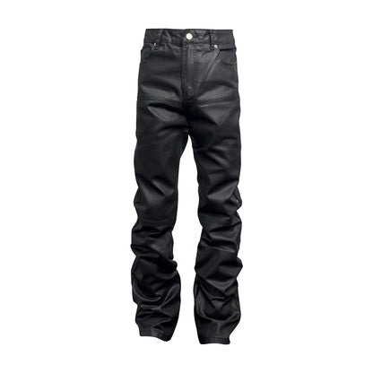 Designer Black Roxed Denim Zip Pants