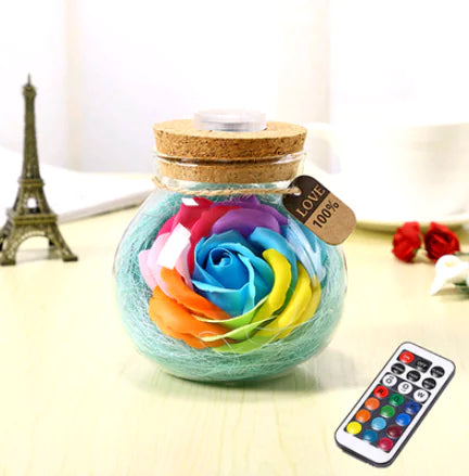 Creative Lucky Star Glass Bottle Soap Flower Night Light