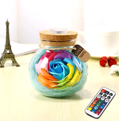 Creative Lucky Star Glass Bottle Soap Flower Night Light