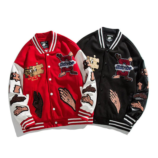 Men's Creative Pattern Print Loose Baseball Jacket
