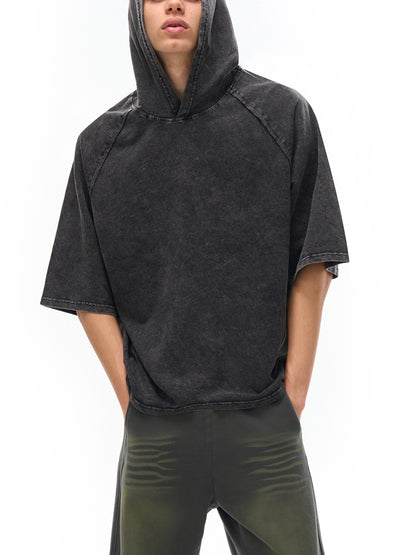 Cross Snow Washed Hooded Boxy T-Shirt