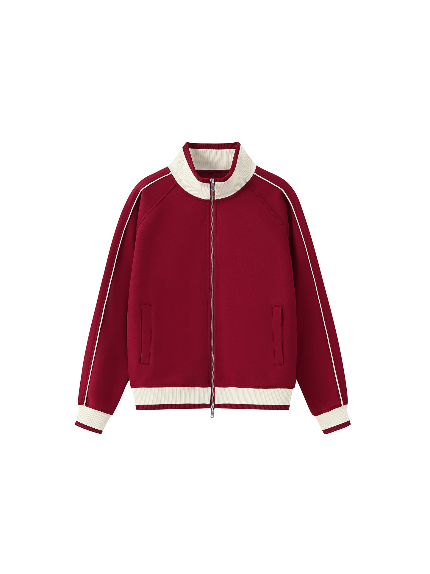 Color Block Raglan Sleeve Zip Track Jacket - Red