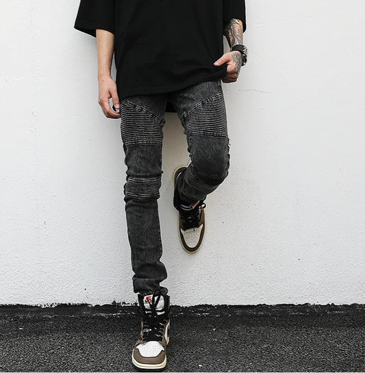 KANYE Vintage Wash Stretch Skinny Jeans for Men