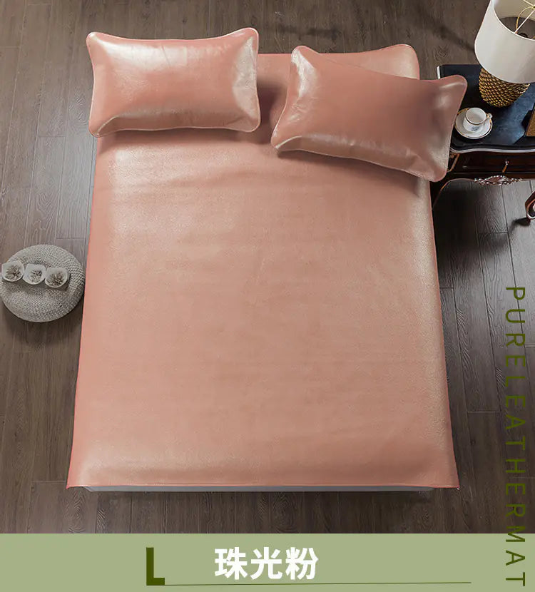 Premium Solid Color Buffalo Leather Mat Set (3 Pieces)