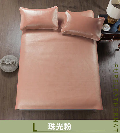 Premium Solid Color Buffalo Leather Mat Set (3 Pieces)