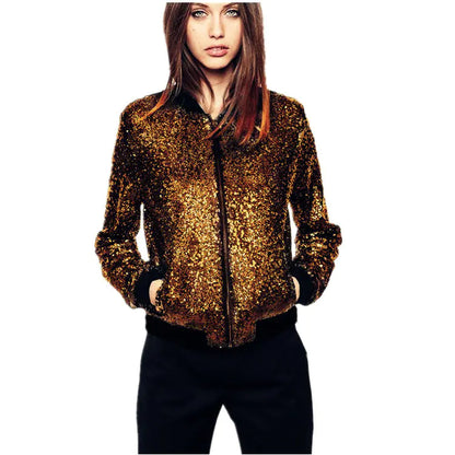 Glam Sequin Women's Baseball Jacket