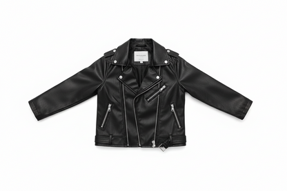 Solid Color Leather Jacket with Belt