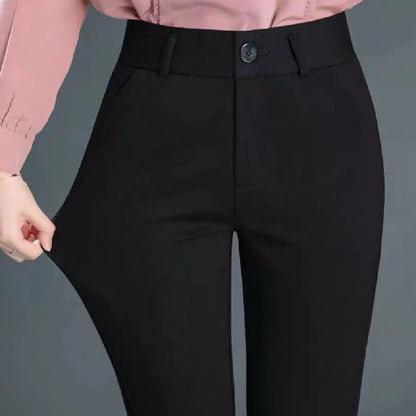 Women's Black Straight-Leg Suit Pants