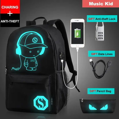 Glow-in-the-Dark Computer Backpack - Music Kid Style