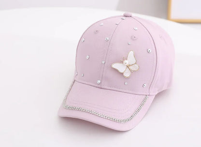 Girls' Pearl Butterfly Baseball Cap for Ages 2-6