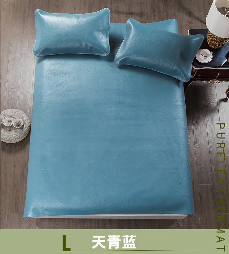 Premium Solid Color Buffalo Leather Mat Set (3 Pieces)