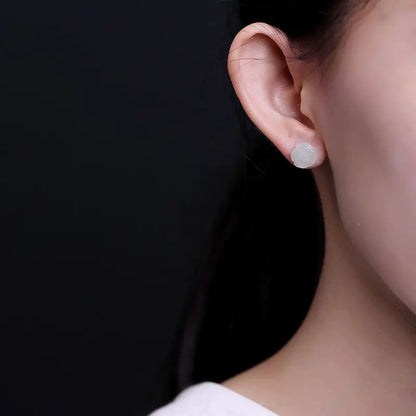 S925 Sterling Silver Rose Jade Earrings
