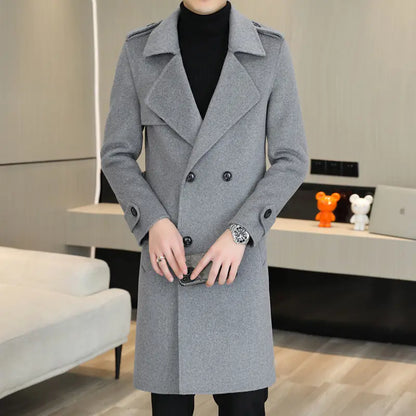 Men's Handmade Double-Sided Woolen Coat for Fall/Winter