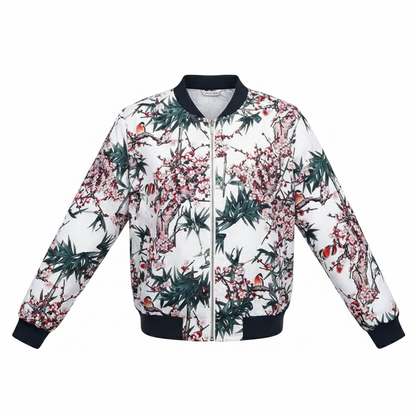 Printed Baseball Jacket - Short Style