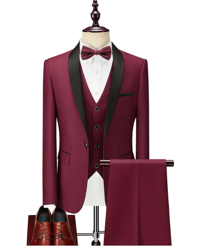 Men's Sleek Black Business & Wedding Suit Jacket