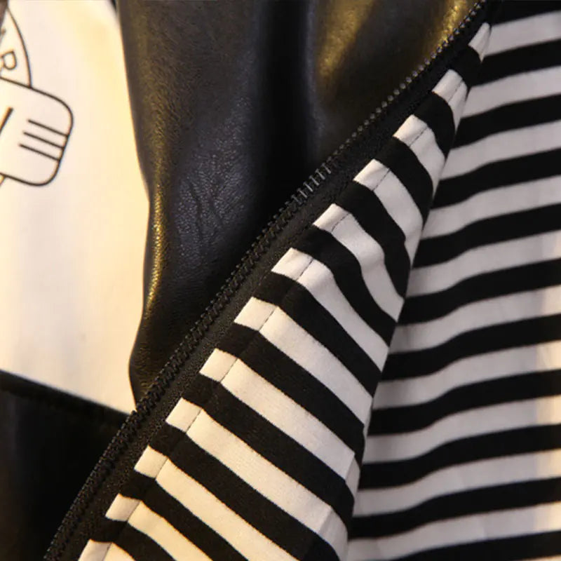 Baby Boys Letter Print Baseball Jacket with Stripes