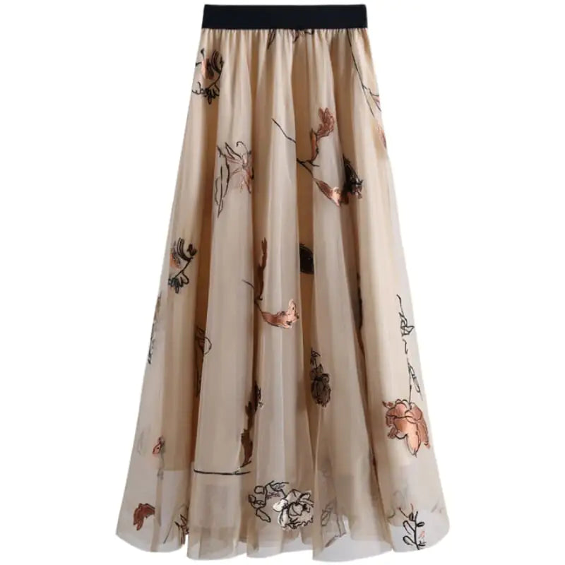 Retro Mesh Embroidered Women's Swing Dress