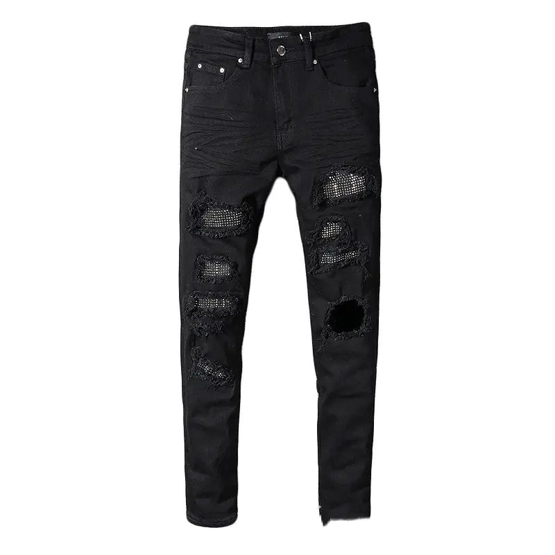 Black Cat Whiskered Denim Jeans