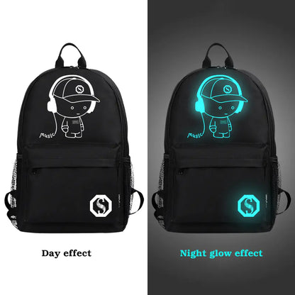 Glow-in-the-Dark Computer Backpack - Music Kid Style