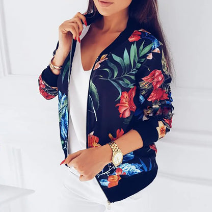Chic Short Baseball Jacket with Print