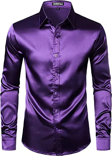 Men's Shiny Disco Short Sleeve Shirt for Casual Wear