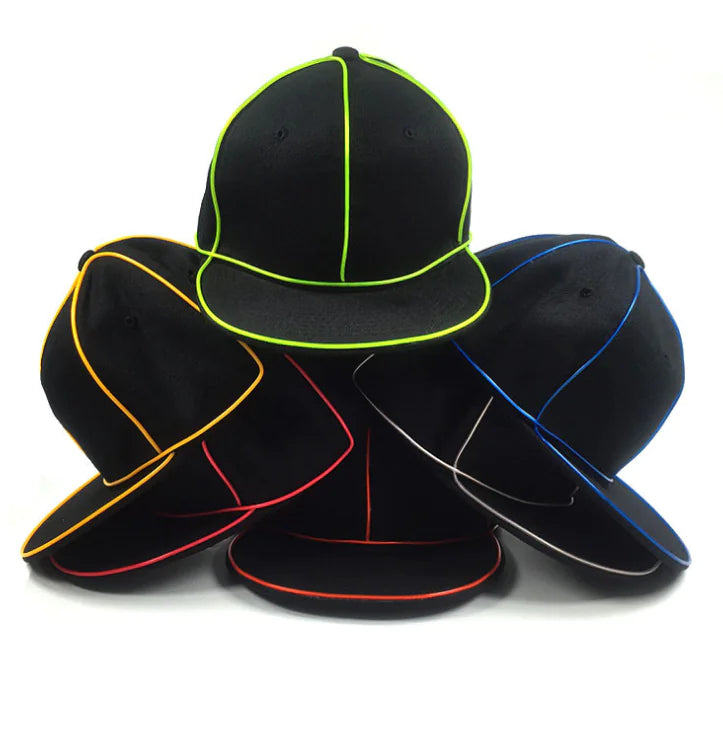 LED Glow Baseball Cap - Fluorescent Hip Hop Hat