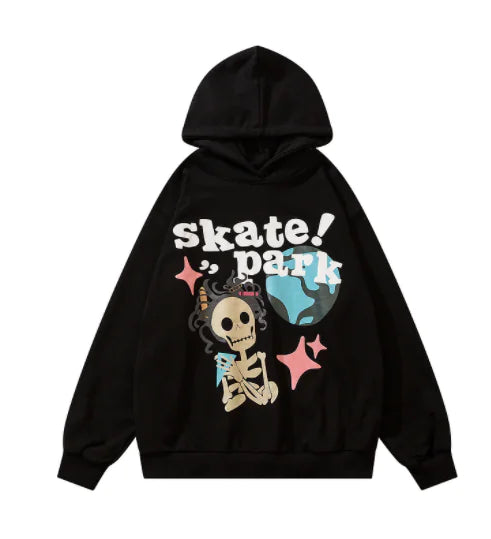 Hip Hop Retro Cartoon Print Hoodie