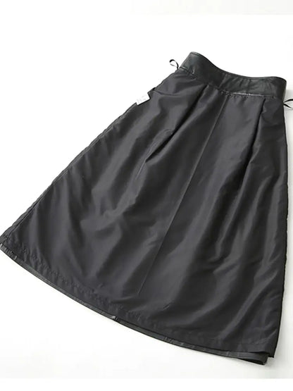 Genuine Leather A-Line Midi Skirt