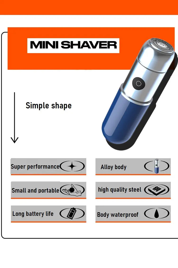 Compact Waterproof Electric Shaver for Men