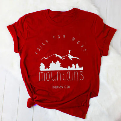 Unisex Cotton Summer Tees with Faith & Mountains