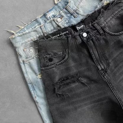 Retro Ripped Denim Shorts