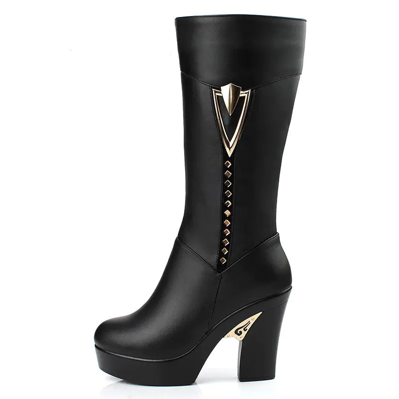Warm Cotton Leather Boots for Women