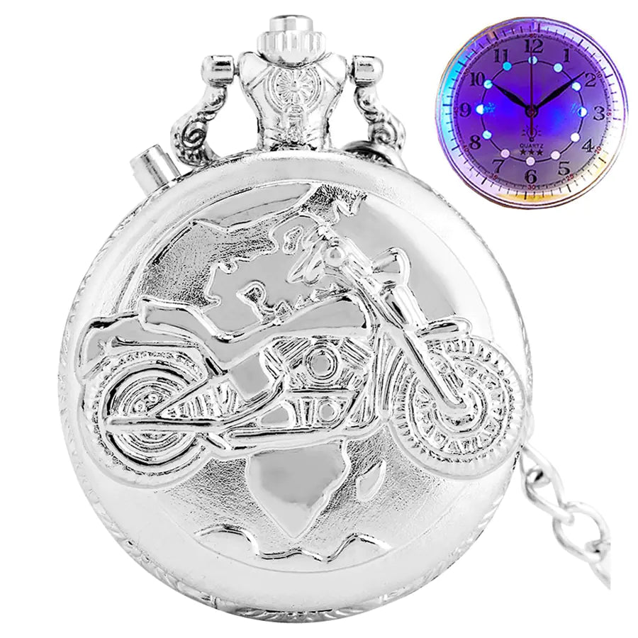 Retro LED Motorcycle Pendant Clock Design