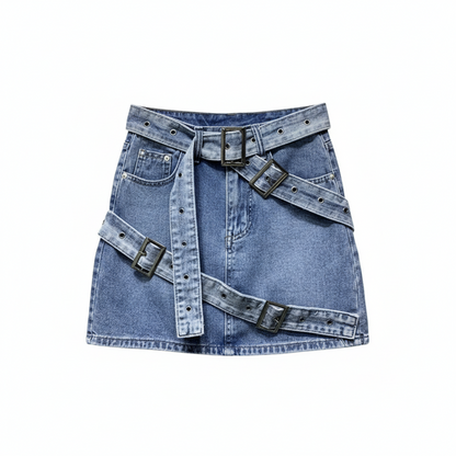 Design Denim Skirt with Straps