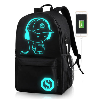 Glow-in-the-Dark Computer Backpack - Music Kid Style