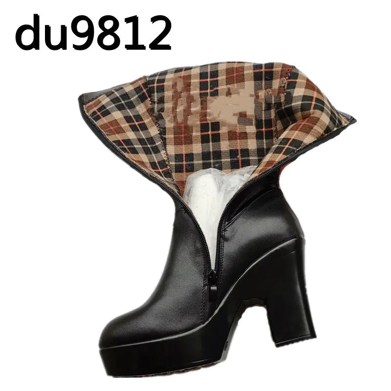 Warm Cotton Leather Boots for Women