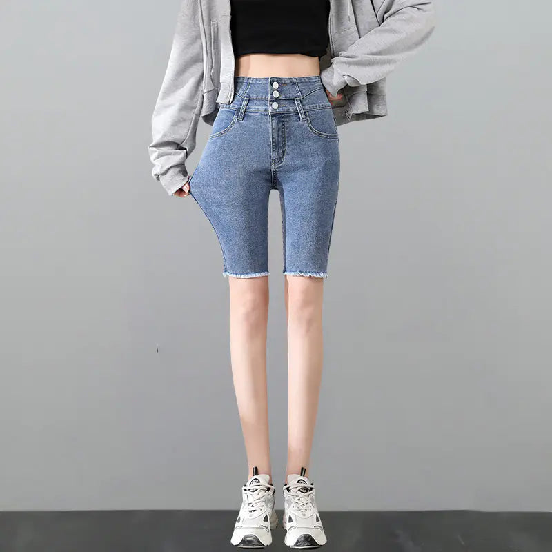 High-Waisted Skinny Black Pencil Jeans