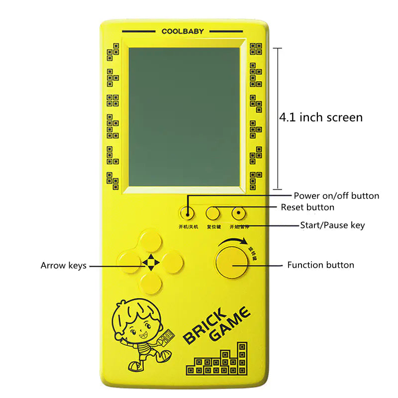 Handheld Game Console with Retro Puzzle Game Modes