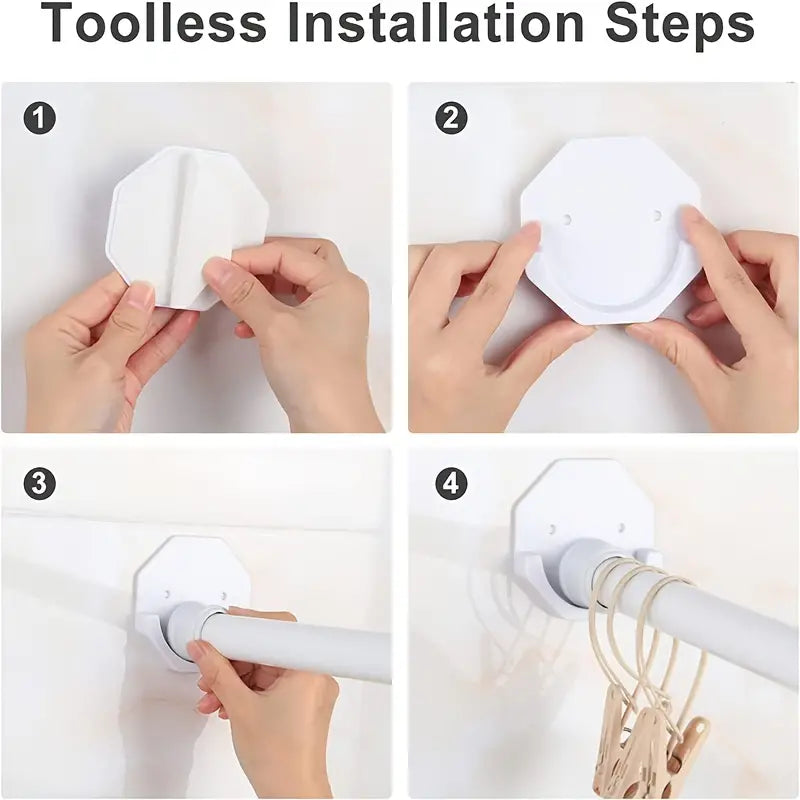 2pcs Adhesive Shower Curtain Rod Tension Holders