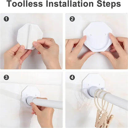 2pcs Adhesive Shower Curtain Rod Tension Holders