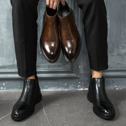 Men's Pointed High-Top Leather Shoes