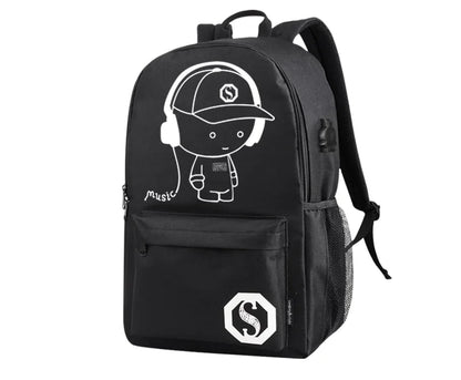 Glow-in-the-Dark Computer Backpack - Music Kid Style