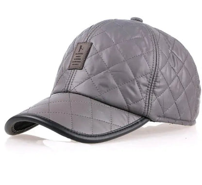 Men's Winter Leather Baseball Cap with Ear Flaps