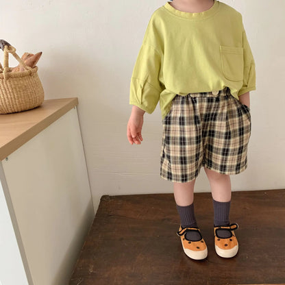 Casual Retro Plaid Shorts for Kids
