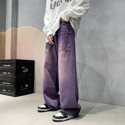 Men's Purple Streetwear Jeans - Retro Hip-hop Style