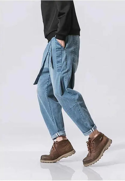 Retro Casual Belted Jeans for Men